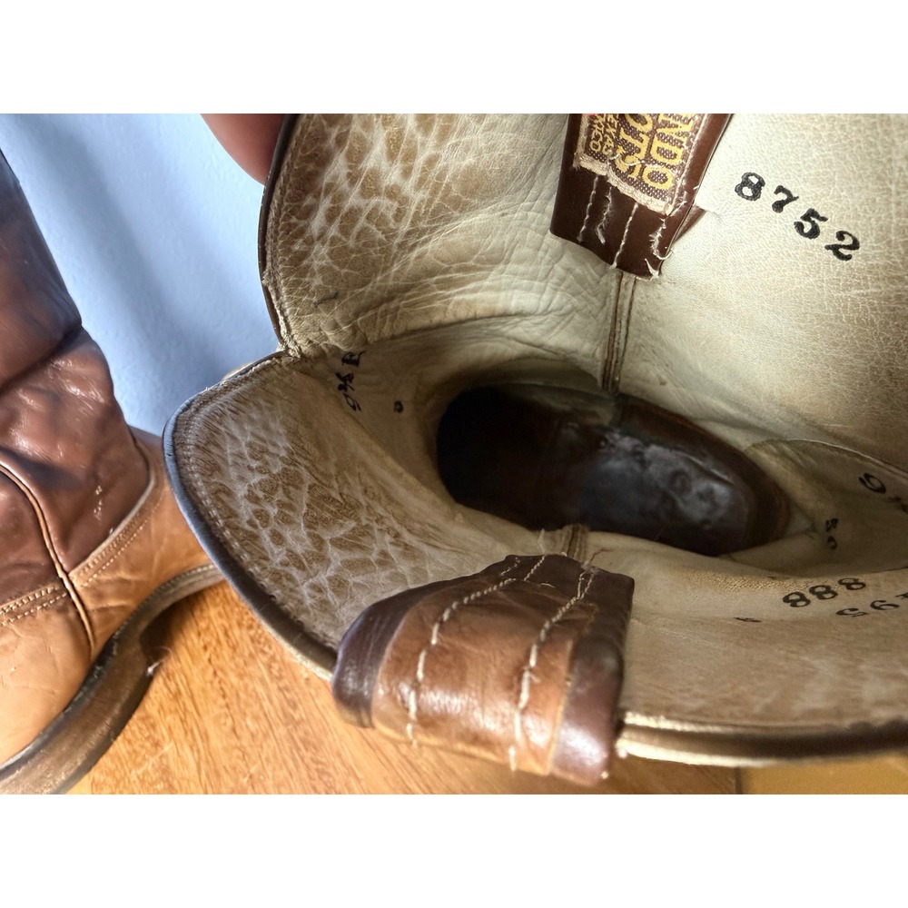 Hondo Boots Western Cowboy Mens 9.5 E (Wide)Brown Good Two Tone Leather 8752 - Picture 12 of 13